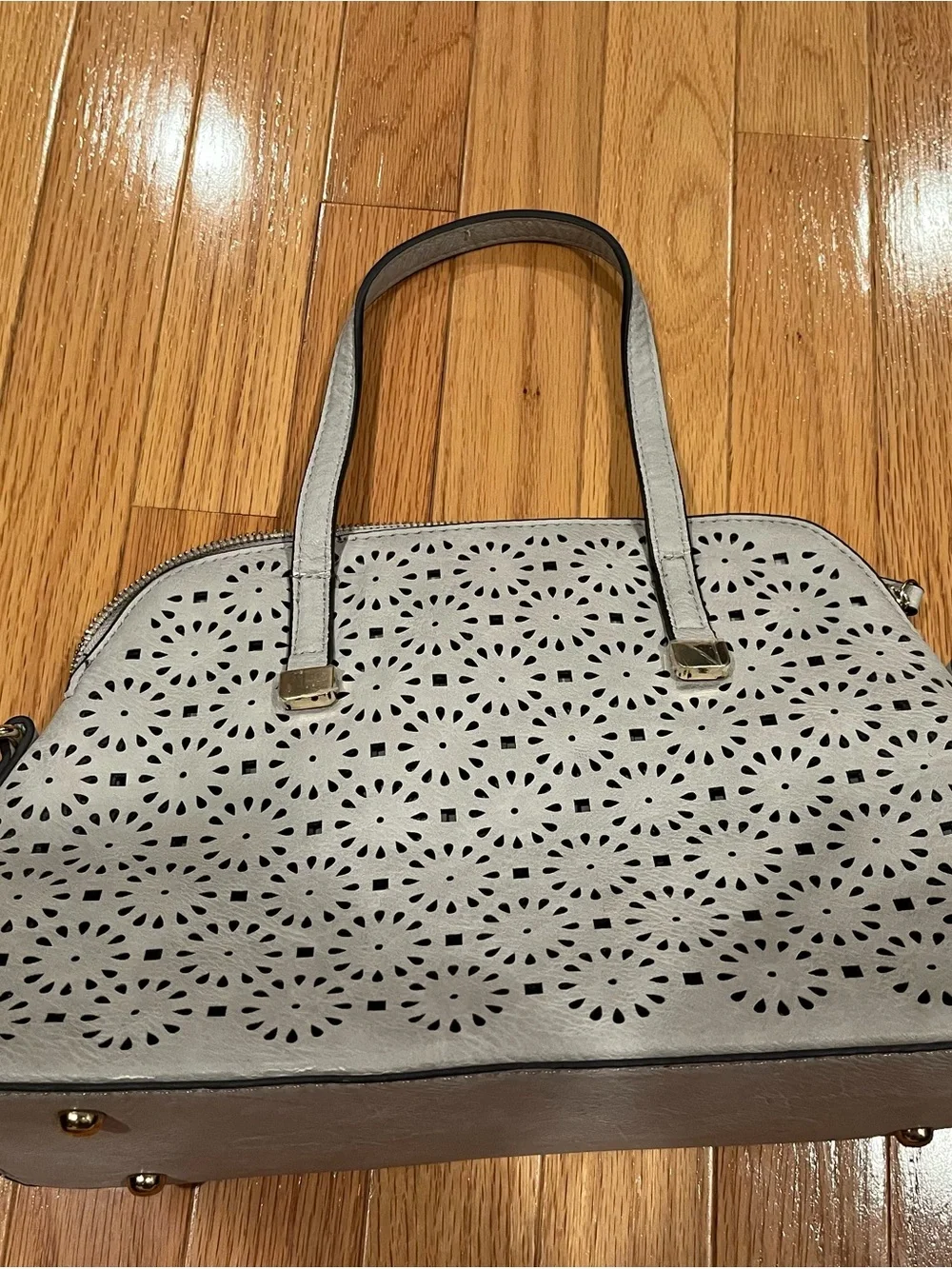 Stylish Perforated Light Gray Women's Tote Bag